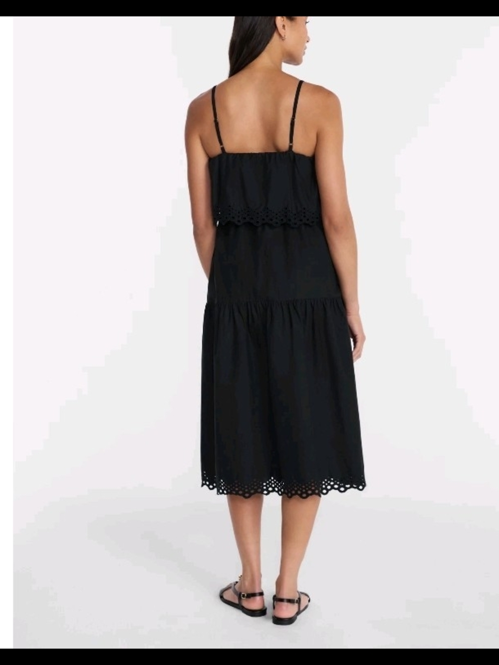 NWT Time and Tru Black Strapless Eyelet Tiered Midi Dress Sizes XS S M L XL - Picture 2 of 13
